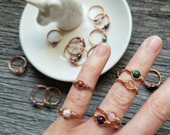 CUSTOMIZE Copper Wire Gemstone Ring