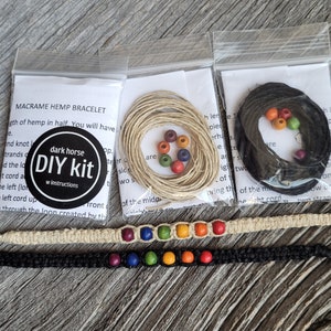 DIY Macrame Hemp Bracelet Kit with Rainbow Beads image 2