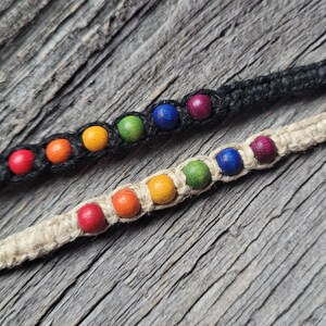 DIY Macrame Hemp Bracelet Kit with Rainbow Beads image 3