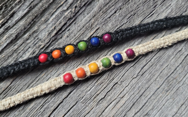 DIY Macrame Hemp Bracelet Kit with Rainbow Beads image 3