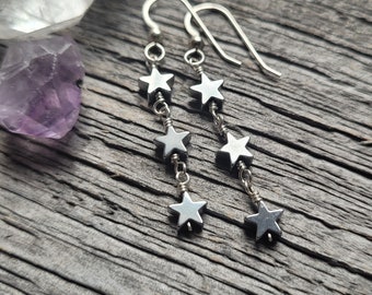 Hematite Stars Sterling Silver Earrings