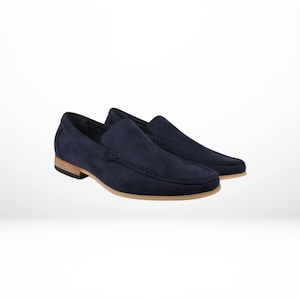 Blue Suede Loafers: Handmade Leather Moccasins, Men&#39;s Fashion