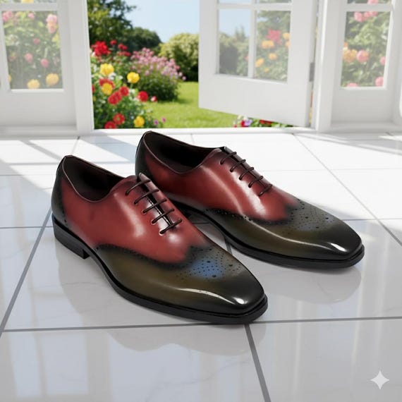 Handmade Men's Genuine Red & Dark Green Color Leather Oxford Whole-cut Dress Shoes - Etsy Israel Handmade Men's Genuine Red & Dark Green Color Leather Oxford Whole-cut Dress Shoes - Etsy Israel
