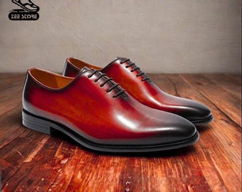 Handgemaakte bordeauxrode leren oxfordschoenen – Oxblood Dress Footwear
