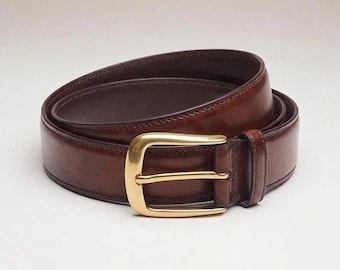 Men's Handmade Brown Leather Belt