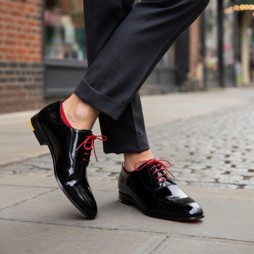 Spikes Red And Black Prom Shoes AM Exclusive Black Spikes Slip-on Red  Bottom Men's Prom