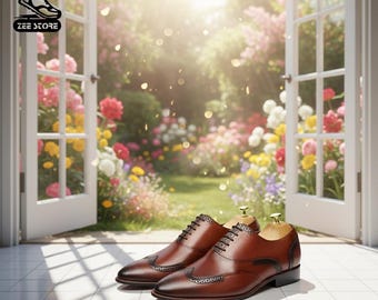 Handcrafted Men's Oxford Brogue Shoes – Genuine Leather Formal Dress Shoes