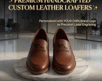 Custom Laser Engraved Mens Leather Loafers, Personalized Full-Grain Business Shoes
