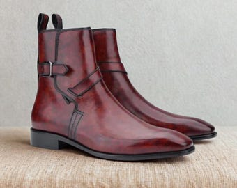 Handmade Brown Leather Jodhpur Boots: Men's Chelsea Ankle Boots