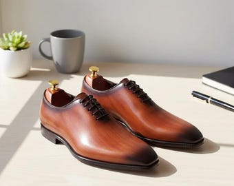 Handmade Men’s Brown Leather Oxford Shoes | Luxury Lace-Up Dress Shoes | Formal Wedding Office Footwear