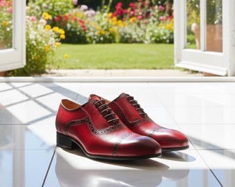 Handmade Men’s Two-Tone Oxford Dress Shoes – Genuine Leather Formal Lace-Up Shoes