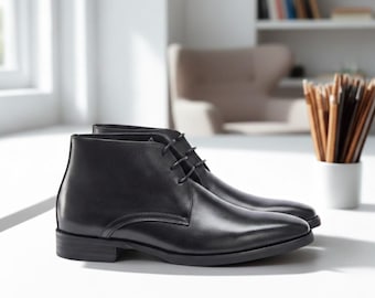 Handmade Black Leather Pointed Toe Cuban Heel Boots - Etsy