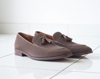 Handmade Suede Tassel Loafers for Men | Luxury Leather Dress Shoes | Comfortable Slip-On Formal Shoes