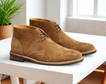 Handmade Genuine Leather Ankle Boots -   Outdoor Casual Work Western Desert Boots Shoes By ZeeStore313
