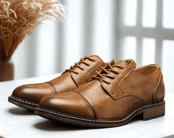 Handmade Brown Leather Oxford Shoes | Classic Men’s Dress Shoes | Formal Wedding & Office Footwear