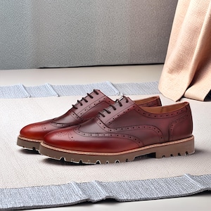 Handgefertigte Flügelspitze Leder Oxford Festliche Anzug Schuhe für Herren zeestore313