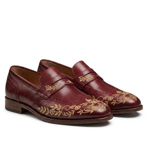 Burgundy and Gold Wedding Shoes