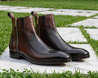Handmade Leather Zipper Dress Boots: Ankle High Elegant Footwear