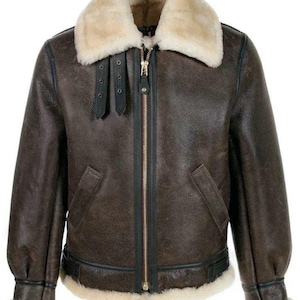Giacca Bomber B3 Pilota In Vera Pelle Di Pecora Shearling S - Foto 11