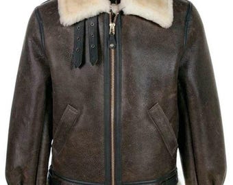 Classic B-3 Sheepskin Bomber Jacket: Real Leather Aviator Jacket