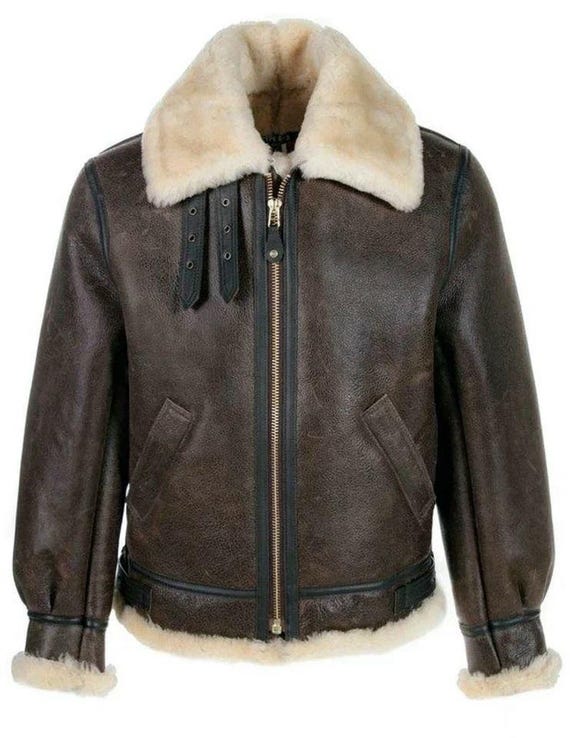 Classic B-3 Sheepskin Bomber Jacket: Real Leather Aviator Jacket