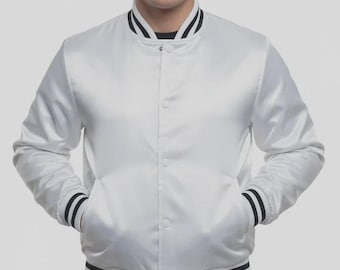 Veste universitaire en satin personnalisable - Uniformes aviateur Letterman pour hommes et femmes