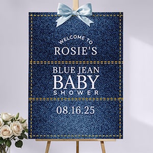 Editable Blue Jean Baby Shower Welcome Sign | Denim Theme Baby Shower Decor | Printable Template for Boy or Girl Gift | Digital Baby Card
