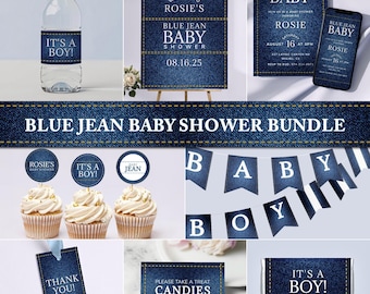 Denim Baby Shower Set | Printable Invitation, Sign, and Decor (Digital Download)