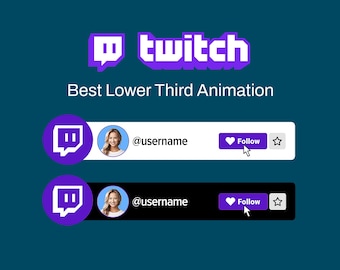 Geanimeerde Twitch Follow-knop Stream-overlay: sociale media lagere derde waarschuwingen