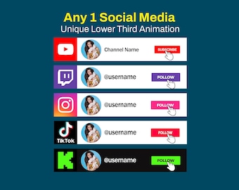 Geanimeerde YouTube-abonneerknopoverlay | Social Media Follow Button Stream-overlay voor Twitch, Kick, TikTok, Instagram, Facebook, X