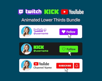 Aangepaste geanimeerde stream-overlays voor sociale media: YouTube, Twitch, Kick