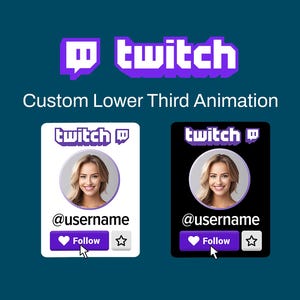 Superposición personalizada del botón de seguimiento de Twitch animado con efectos de sonido