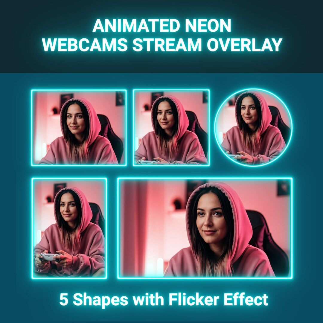 Animated Neon Cyan Webcam Overlay: Stream Facecam Frame (webm) - Etsy