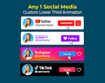 Geanimeerde YouTube-abonneerknopoverlay | Overlay met volgknoppen voor sociale media voor Twitch, Kick, TikTok, Instagram, Facebook, X, Discord