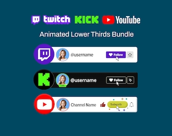 Aangepaste geanimeerde stream-overlays: Twitch, YouTube, kick-meldingen