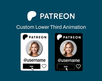 Geanimeerde Patreon-volgknopoverlay: geluidseffecten, transparante achtergrond