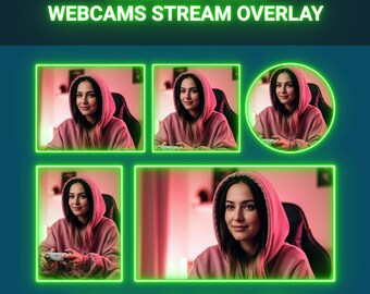 Geanimeerde neongroene webcam-overlay: Twitch, YouTube, Kick (WebM-bestanden)