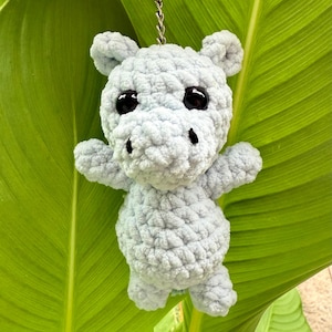 Crochet Hippo Plush:  Amigurumi - Optional Keychain