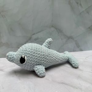 Handmade Plush Crochet Dolphin – 7 Inch Amigurumi Ocean Animal – Soft Stuffed Dolphin Toy – Custom Colors Available