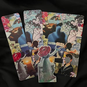 Jardin d'Oracle - Lot papeterie à partir d'oeuvres de collages - cartes, sticker, marque-page