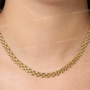 18k Gold Cuban Link Chain Necklace, Chic Chain Necklace, Chunky Gold Chain, Vienna Chain Choker,  Gold Chain Necklace