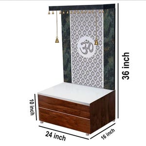 Custom Wooden Pooja Temple with LED Light - Home Mandir