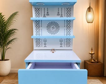 Wooden Pooja Mandir for Home | Wall Mounted or Floor Standing Temple | Hindu Prayer Altar | Handmade Decor Gift