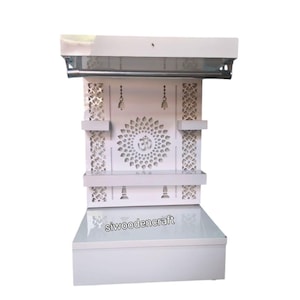 Customized Wooden Pooja Temple White LED Light for Home and Office|Home Temple|Puja Mandir|Wall Hanging & Table Top Home Mandir /