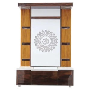 Customized Wooden Pooja Temple White LED Light for Home and Office|Home Temple|Puja Mandir|Wall Hanging & Table Top Home Mandir /