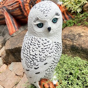 Arte mural de búho blanco: impresión de búho de ojos grandes, fotografía de animales del bosque, decoración natural, póster minimalista de aves