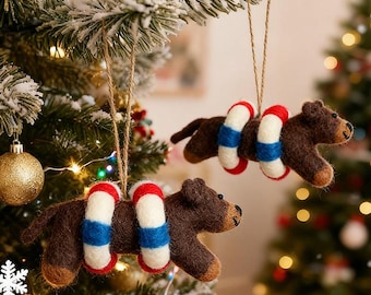 Handmade Felt Dachshund Christmas Ornament – Wool Dog Decor