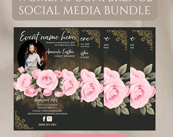 Women's Retreat Flyer, Women's Meeting Conference Flyer, Guest Speaker, Pink Floral Event, Networking Celebration, Editable Canva Template