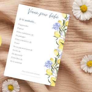 Carte vœux pour bébé à imprimer – Souvenir baby shower, gender reveal, naissance – Fichier PDF à télécharger