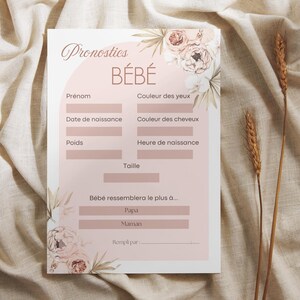 Carte pronostics bébé à imprimer – Jeu baby shower, gender reveal, naissance – Fichier PDF à télécharger
